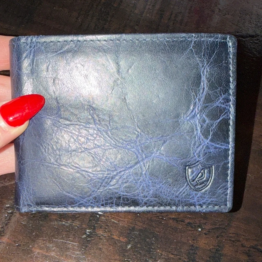 COCHOR Luxury Midnight Blue Leather Wallet